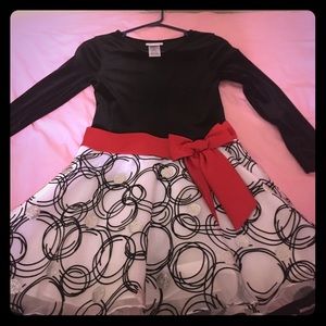 Girls stunning black velvet & red Christmas dress